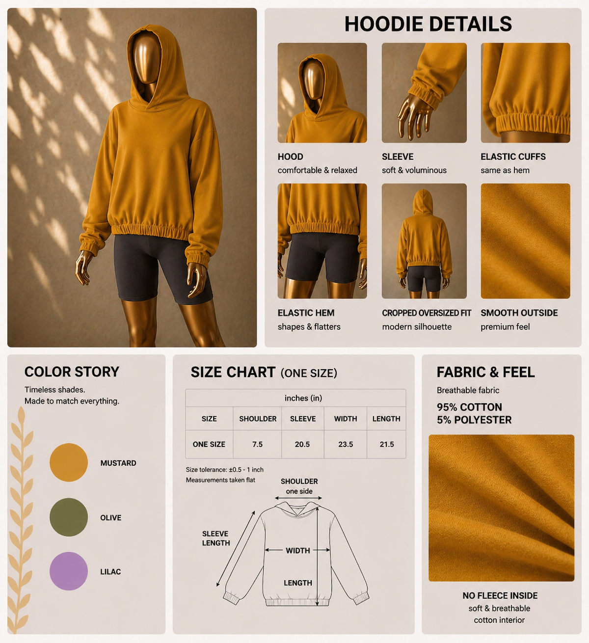 🧡 Women's Hoodie - Elastic Hem
(One Size)