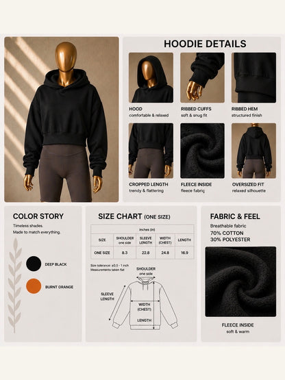 🖤 Cropped Hoodie - Soft Fleece
Interior
