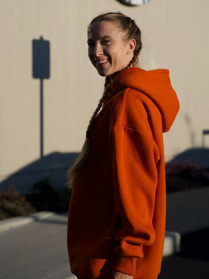 🧡 Oversized Hoodie (Fleece-Lined) · Orange